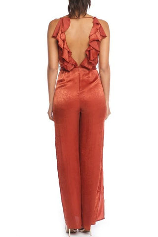 Satin Ruffle Jumpsuit