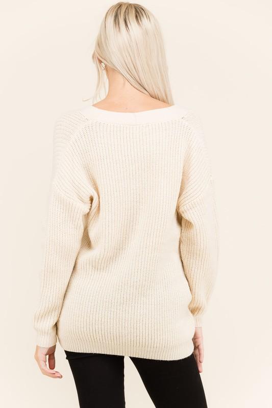 Eyelet Front Tie Sweater