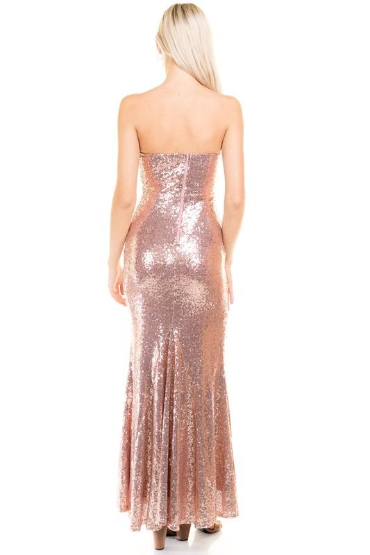 Petal Rose Sequin Tube Maxi Dress