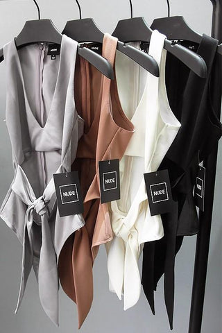 Nude Front Tie Bodysuit