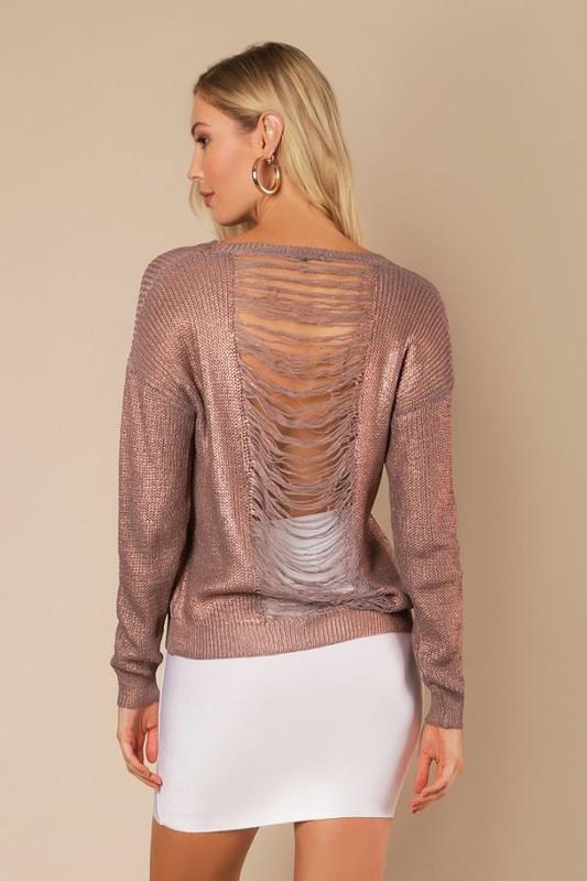 Fringe Back Sweater