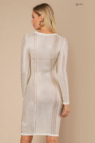 Sheer Light Gold Sweater Dress