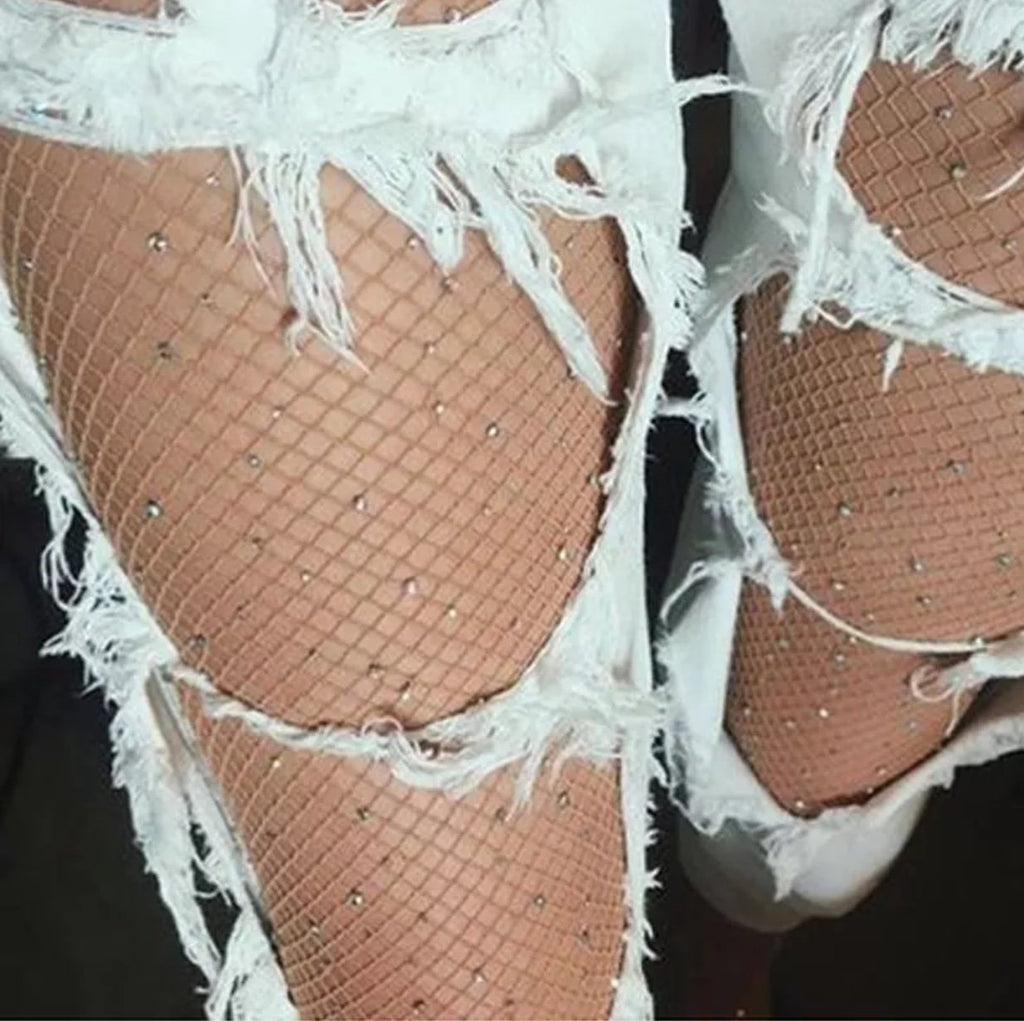 Rhinestone Fish Net Stockings