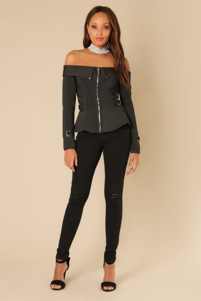 Bandage Off-Shoulder Jacket