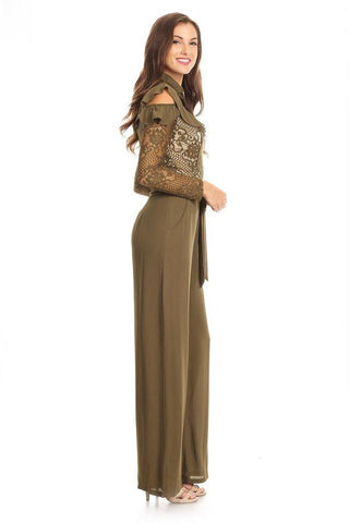 Ruffle Lace Front Jumpsuit